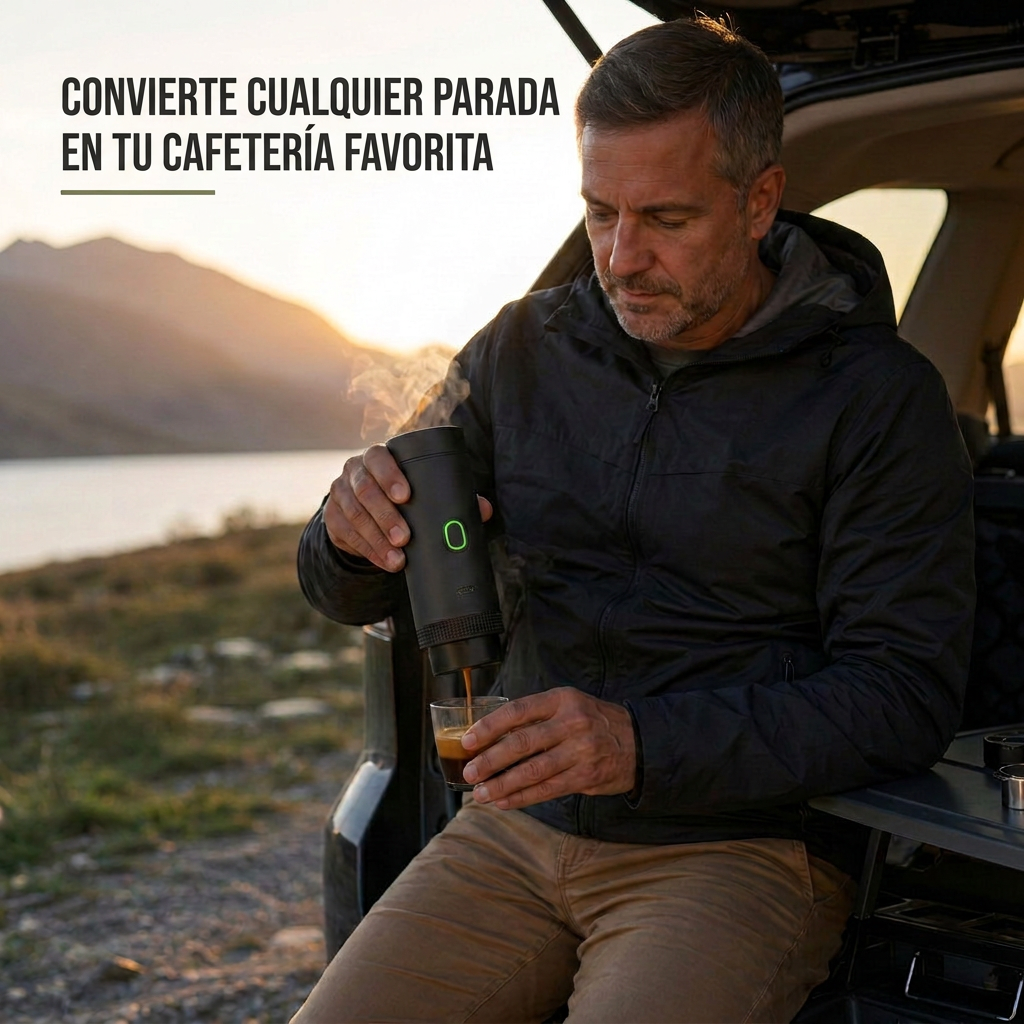 Cafetera Portátil 3 en 1 –  Cápsulas, Café Molido